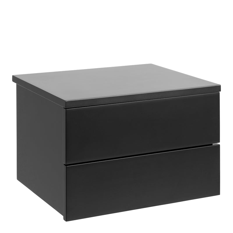 Avignon Bedside Table with 2 Drawers in Black — front view