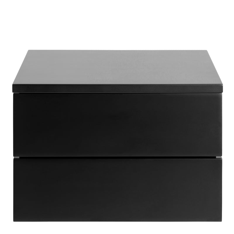 Avignon Bedside Table with 2 Drawers in Black — side angle
