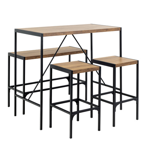 Bahamas Bar Table Set in Black and Oak — front view