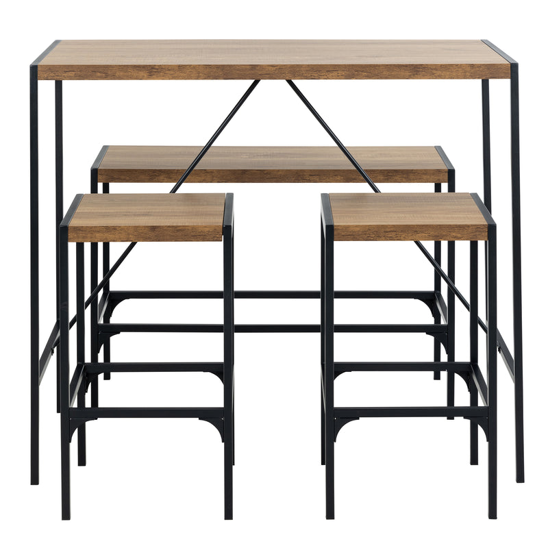 Bahamas Bar Table Set in Black and Oak — side angle