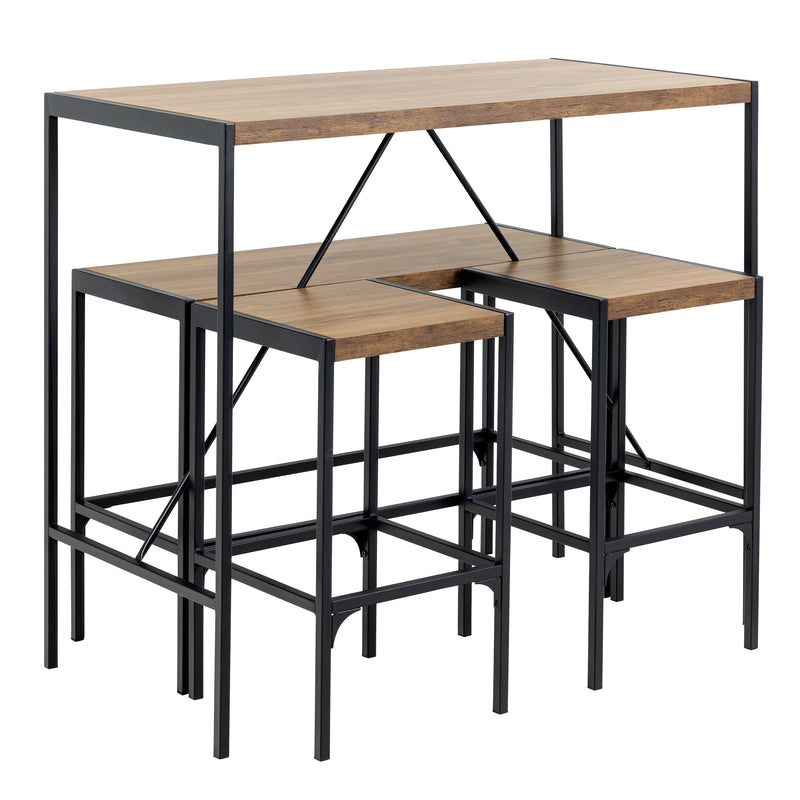 Bahamas Bar Table Set in Black and Oak — detail view