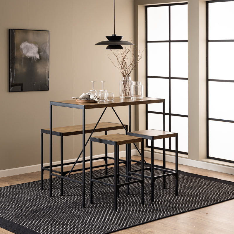 Bahamas Bar Table Set in Black and Oak — alternative angle