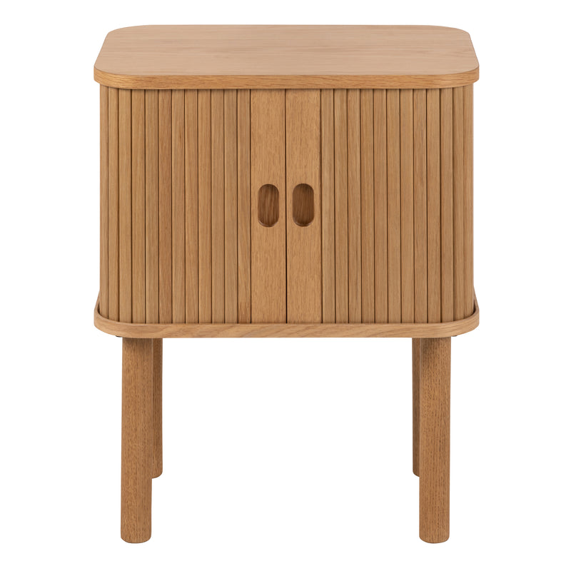 Langley Square Bedside Table in Oak — side angle