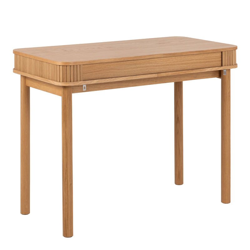 Langley Office Desk in Oak — detail view