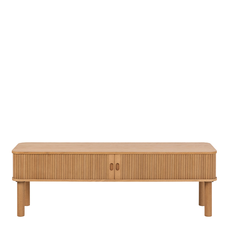 Langley TV Unit in Oak — side angle