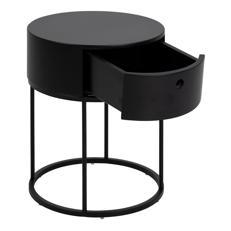 Polo Round Bedside Table in Black — detail view