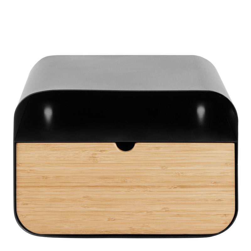 Joliet Wallmounted Bedside Table in Black and Bamboo — side angle