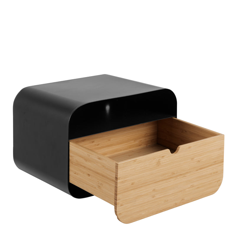 Joliet Wallmounted Bedside Table in Black and Bamboo — alternative angle