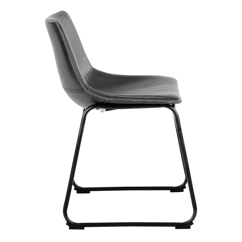 I_Oregon Dining Chair In Black with Cream Stitching, Set of 2. — detail view