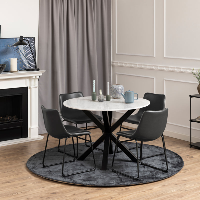 I_Oregon Dining Chair In Black with Cream Stitching, Set of 2. — alternative angle