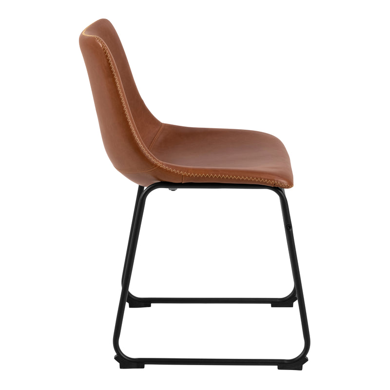 I_Oregon Dining Chair In Brown with Cream Stitching Set of 2. — detail view