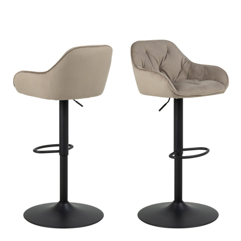 Brooke Swivel Bar Stool with Height Adjustable Function in Beige Set of 2 — front view