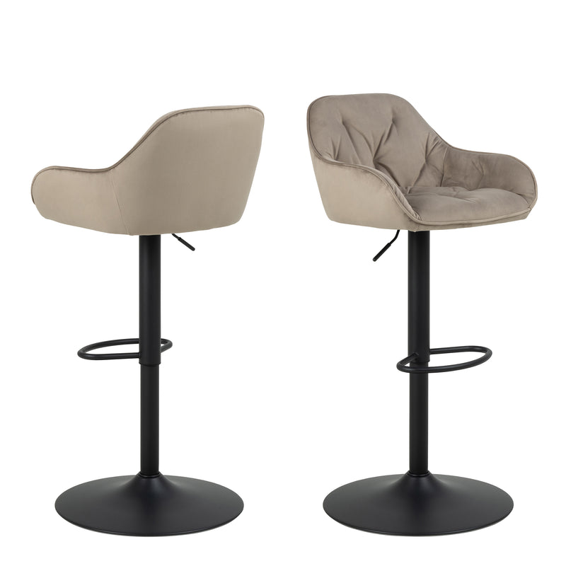 Brooke Swivel Bar Stool with Height Adjustable Function in Beige Set of 2 — front view