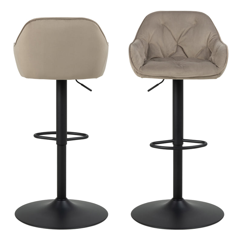 Brooke Swivel Bar Stool with Height Adjustable Function in Beige Set of 2 — side angle