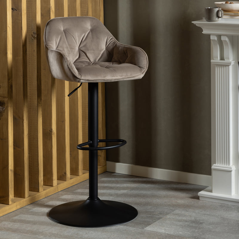 Brooke Swivel Bar Stool with Height Adjustable Function in Beige Set of 2 — alternative angle