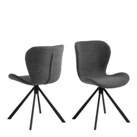 Batilda Swivel Dining Chairs in Grey Fabic Set of 2 — front view
