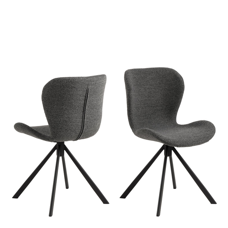 Batilda Swivel Dining Chairs in Grey Fabic Set of 2 — front view