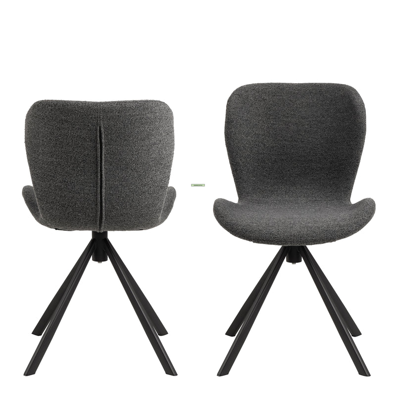 Batilda Swivel Dining Chairs in Grey Fabic Set of 2 — side angle