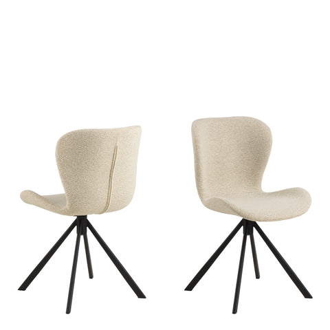 Batilda Swivel Dining Chairs in Cream Fabic Set of 2 — front view