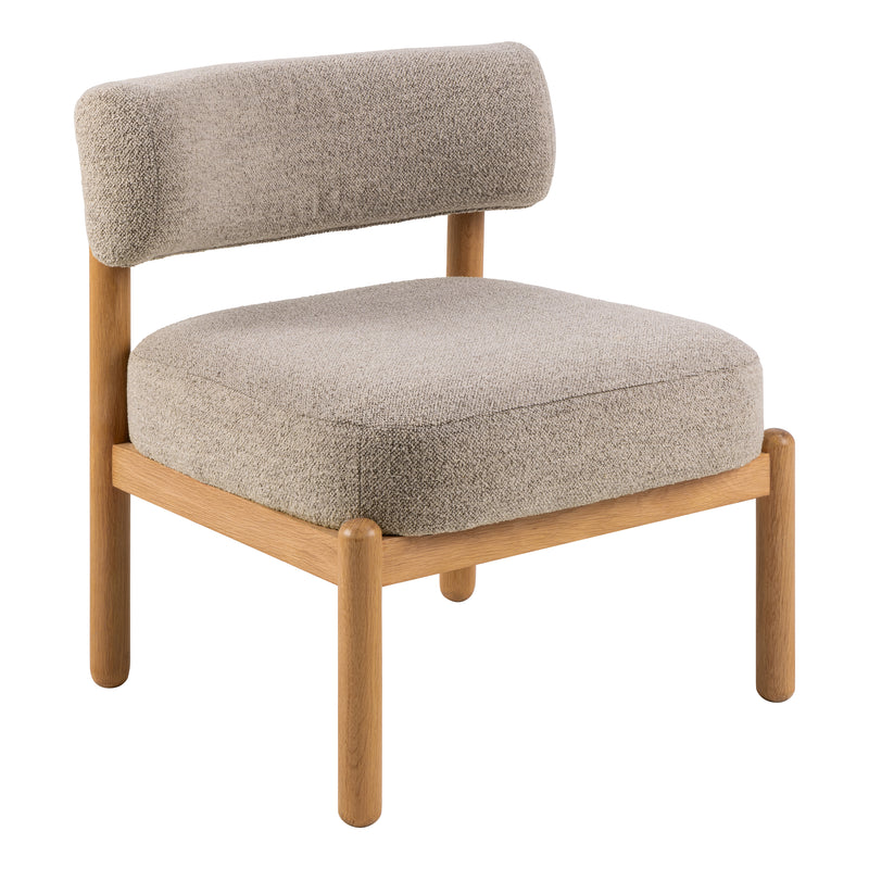 Burley Lounge Chair in Beige Fabric and Oak — front view