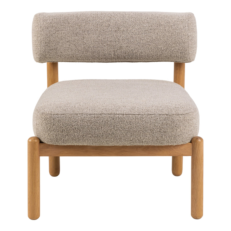 Burley Lounge Chair in Beige Fabric and Oak — side angle
