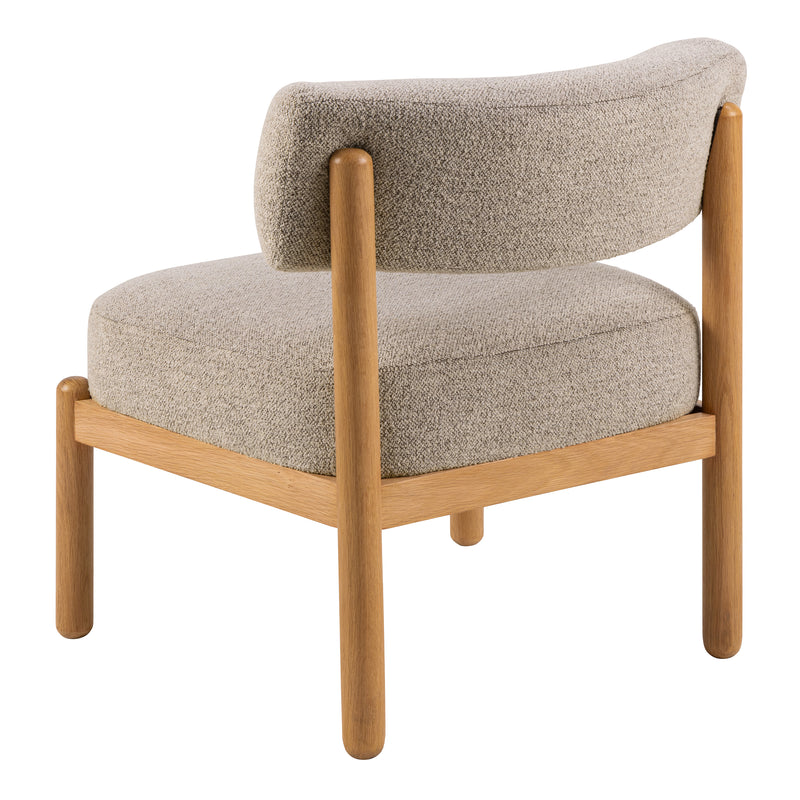 Burley Lounge Chair in Beige Fabric and Oak — detail view