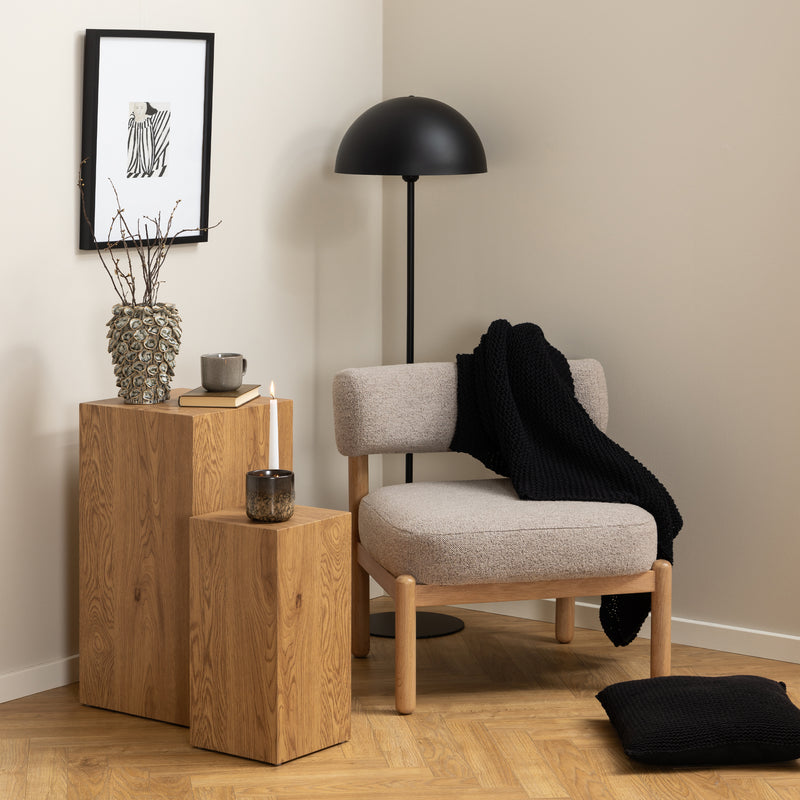 Burley Lounge Chair in Beige Fabric and Oak — alternative angle