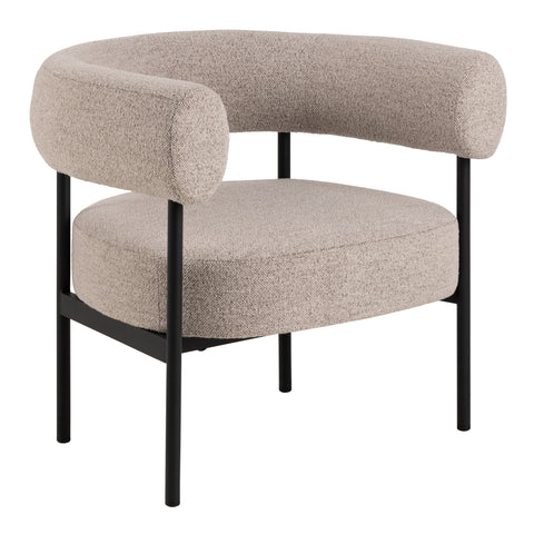 Oakfield Lounge Chair in Beige Fabic with Black Legs — front view