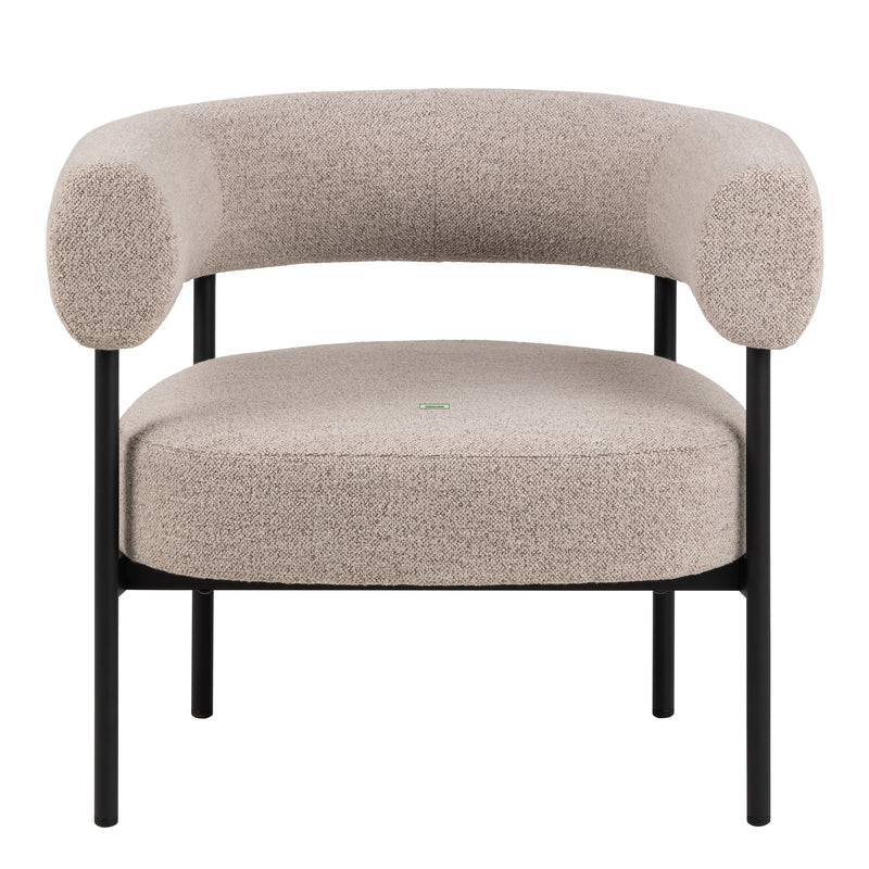 Oakfield Lounge Chair in Beige Fabic with Black Legs — side angle