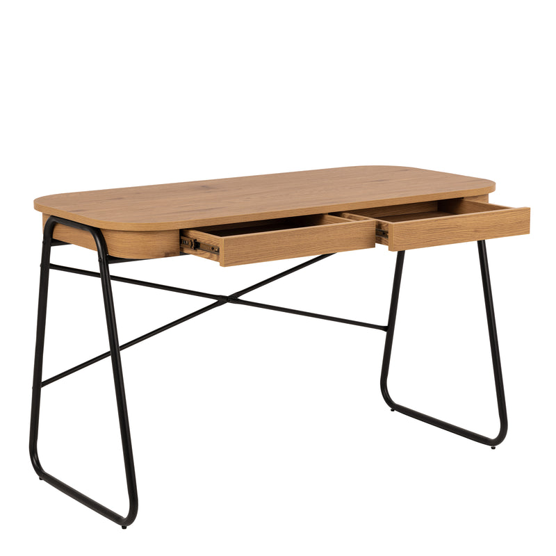 Blueton Office Desk with 2 Drawers in Black and Oak — alternative angle