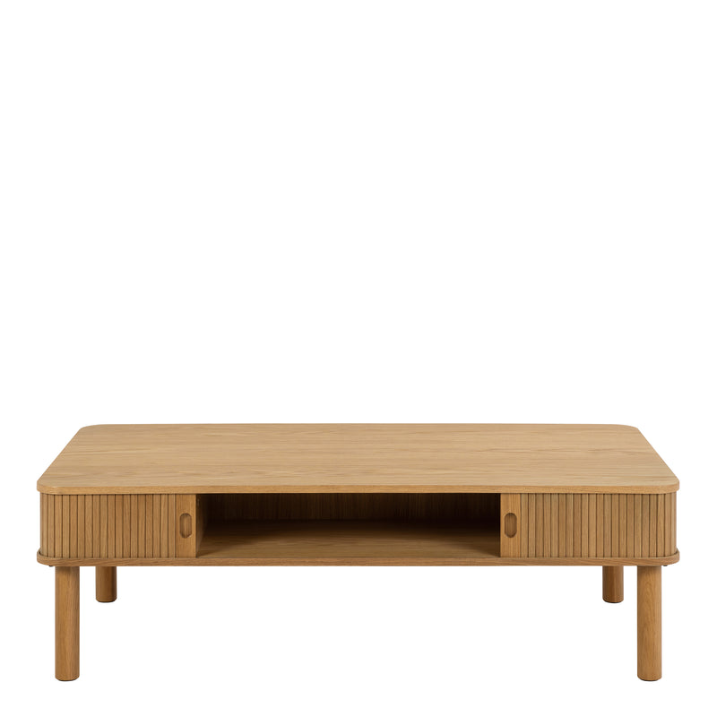 Langley  Coffee Table Sliding Door in Oak — side angle