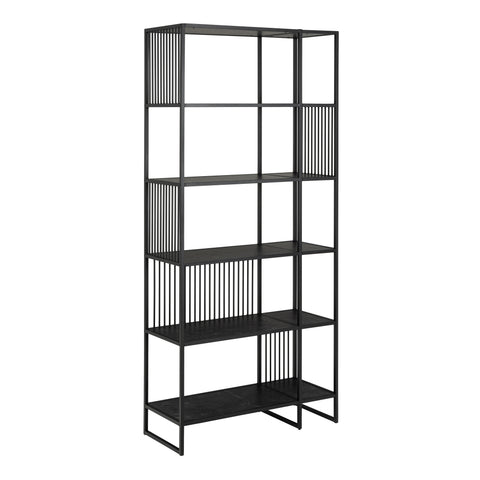 Strington Bookcase with 5 Shelves in Black — front view