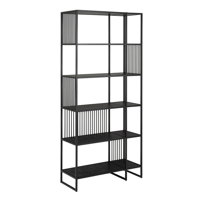 Strington Bookcase with 5 Shelves in Black — front view