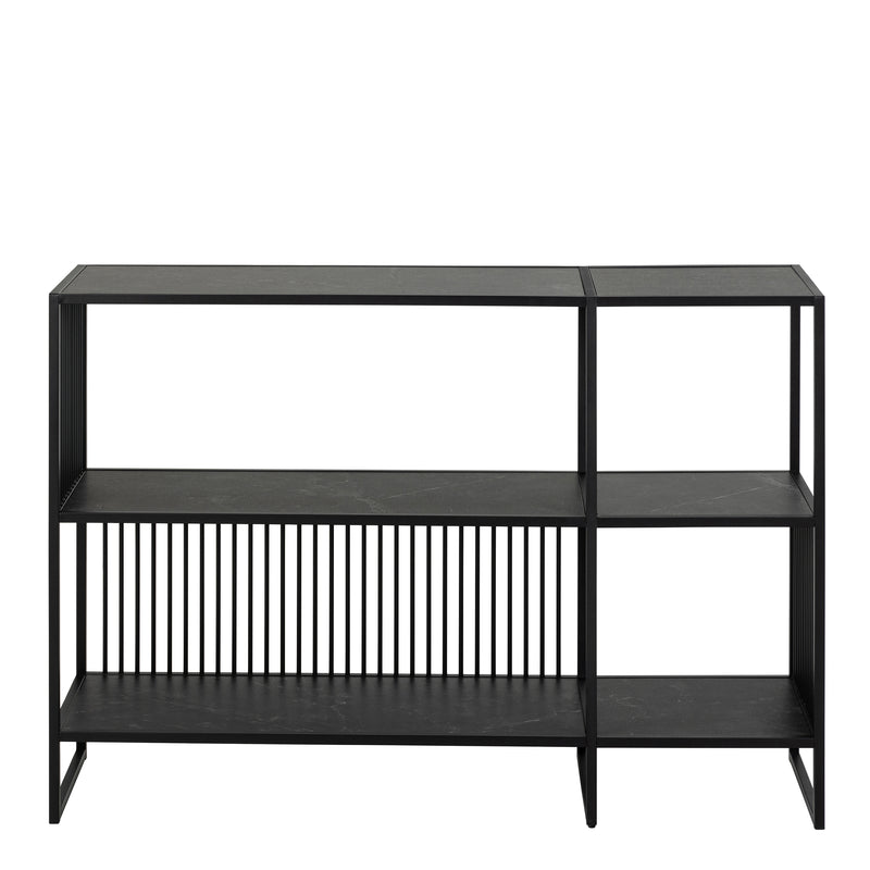Strington Bookcase with 2 Shelves in Black — side angle