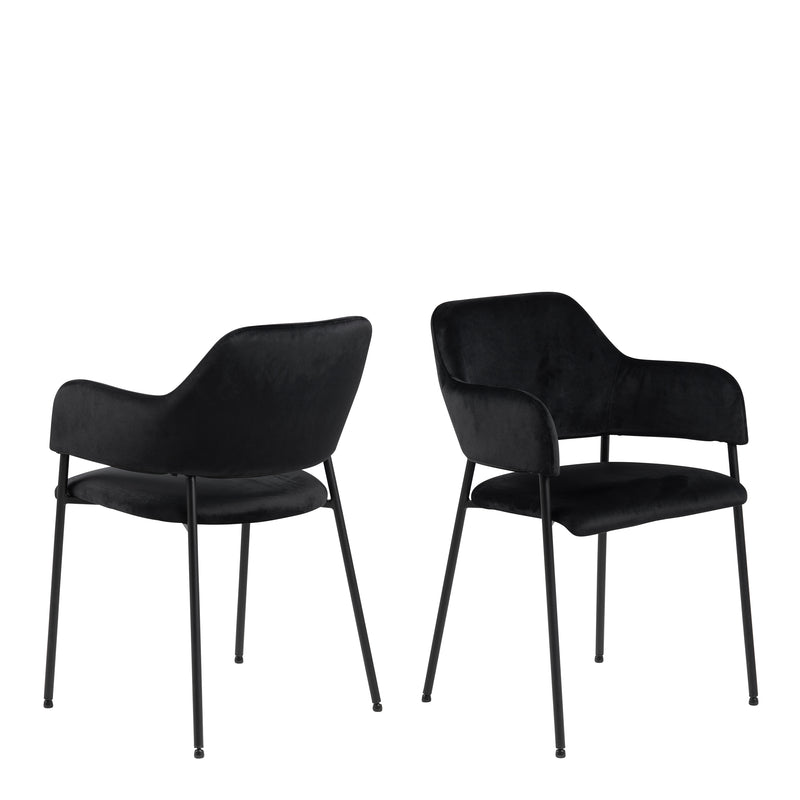 Lima Dining Chair with Armrest in Black Set of 2 — front view