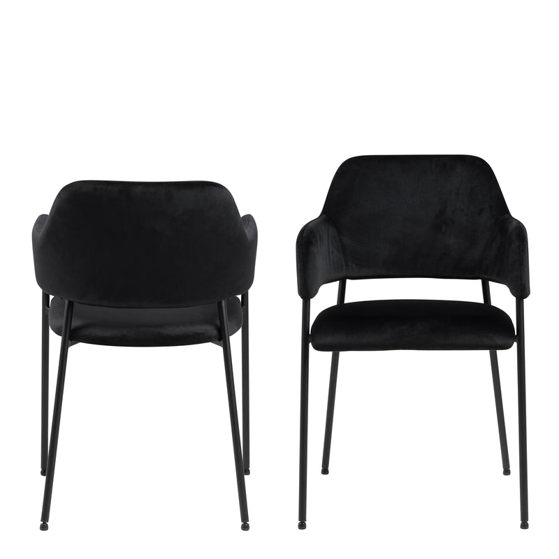 Lima Dining Chair with Armrest in Black Set of 2 — side angle