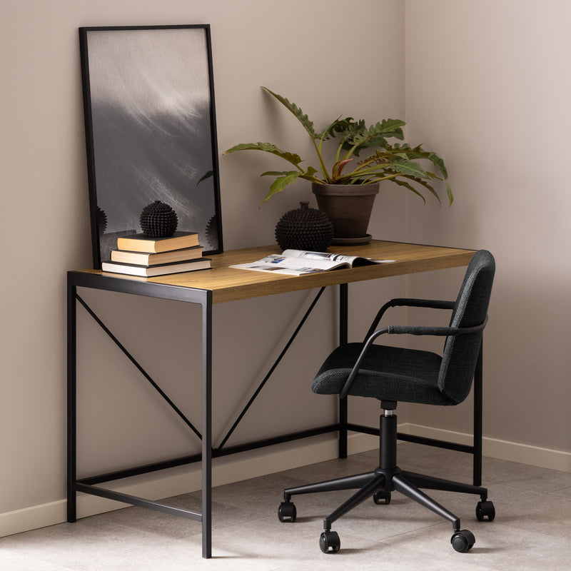 Bahamas Office Desk in Black and Oak — alternative angle