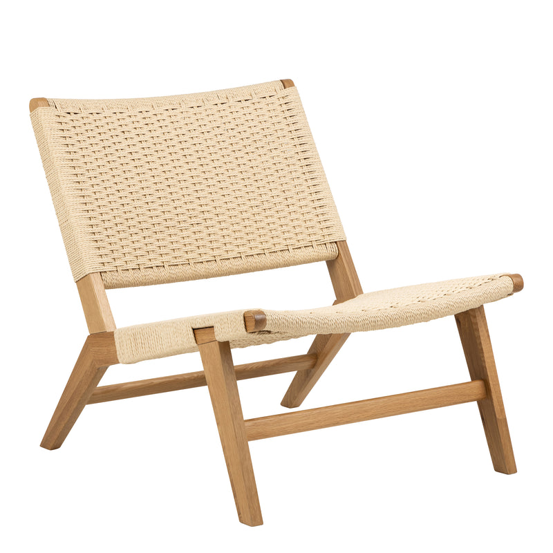 Carson Lounge Chair in Off White and Oak — front view