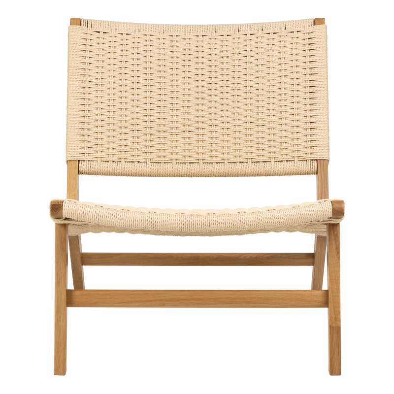 Carson Lounge Chair in Off White and Oak — side angle