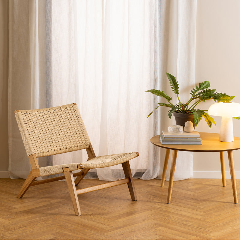 Carson Lounge Chair in Off White and Oak — alternative angle