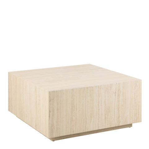 Dice Square Coffee Table in Light Travertine Effect 90x90x42cm — view