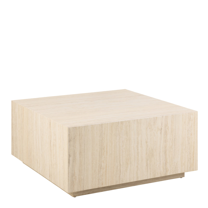Dice Square Coffee Table in Light Travertine Effect 90x90x42cm — view