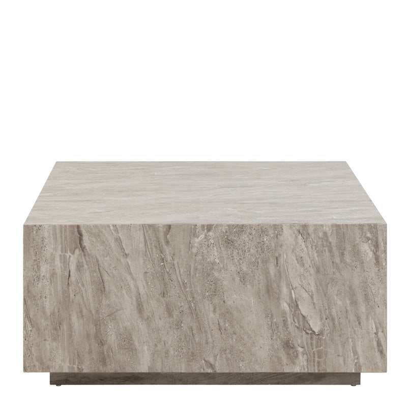 Dice Square Coffee Table in Grey Marble 90x90x42cm — side angle