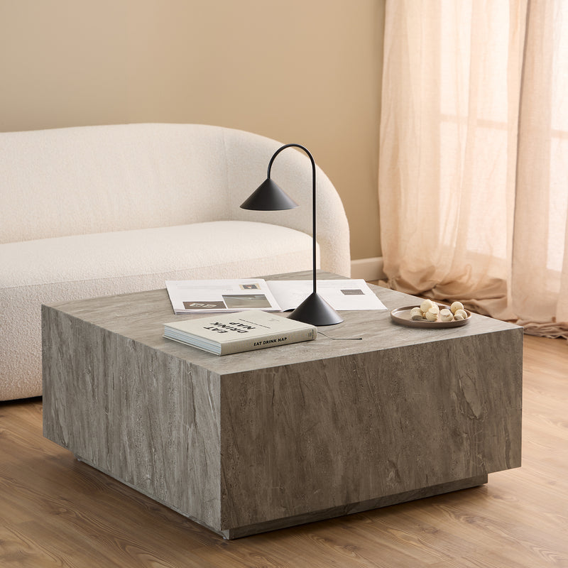Dice Square Coffee Table in Grey Marble 90x90x42cm — detail view