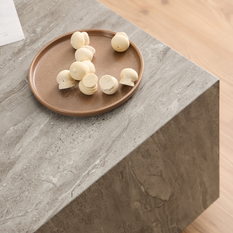 Dice Square Coffee Table in Grey Marble 90x90x42cm — alternative angle