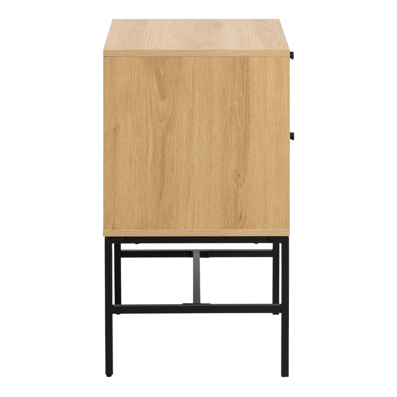 Albany 2 Drawer Bedside Table in Oak/Black Legs — detail view