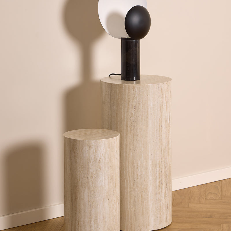Dice Round Pedestal Set of 2 in Travertine Rough Paper — alternative angle