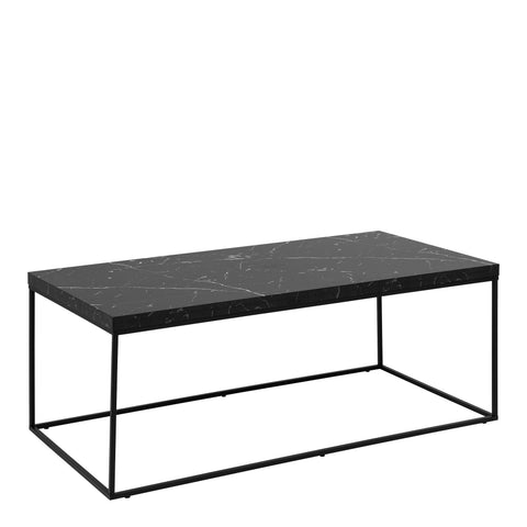 Barossa Coffee Table with Black Marble Marquina Top & Black Steel Base 110x55x45cm — front view