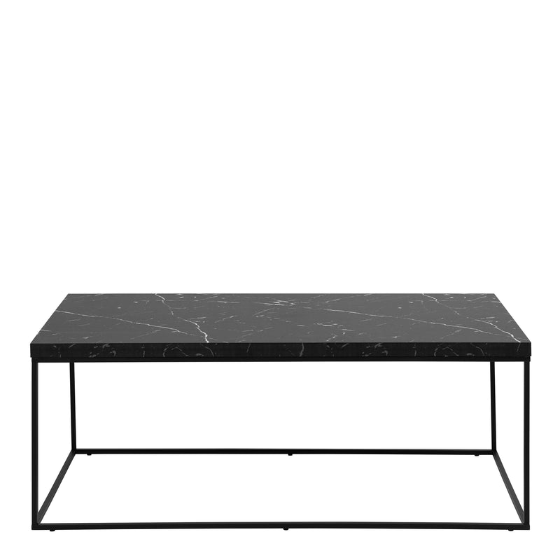 Barossa Coffee Table with Black Marble Marquina Top & Black Steel Base 110x55x45cm — side angle