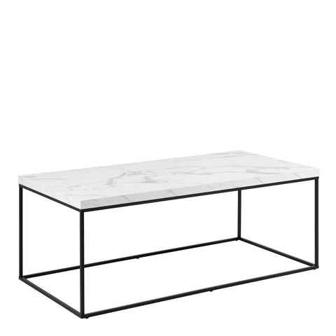 Barossa Coffee Table with White Marble Carrara Top & Black Steel Base 110x55x45cm — front view